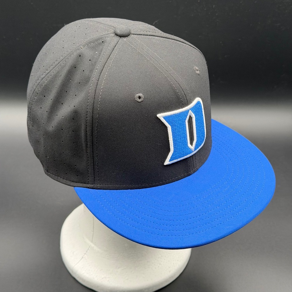 Nike Duke Blue Devils Hat Nike True Dri-FIT Mens Fitted Grey Blue Flat Brim 0327